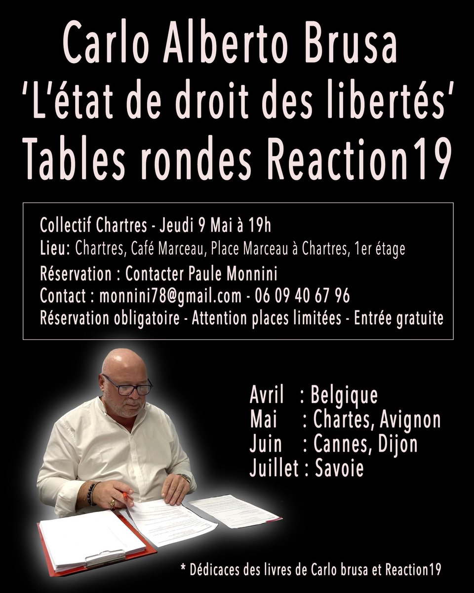 Très heureux de retrouver le collectif de Chartres demain 9 mai, qui continue la bataille des libertés et notamment la liberté vaccinale ! ✊✊😀