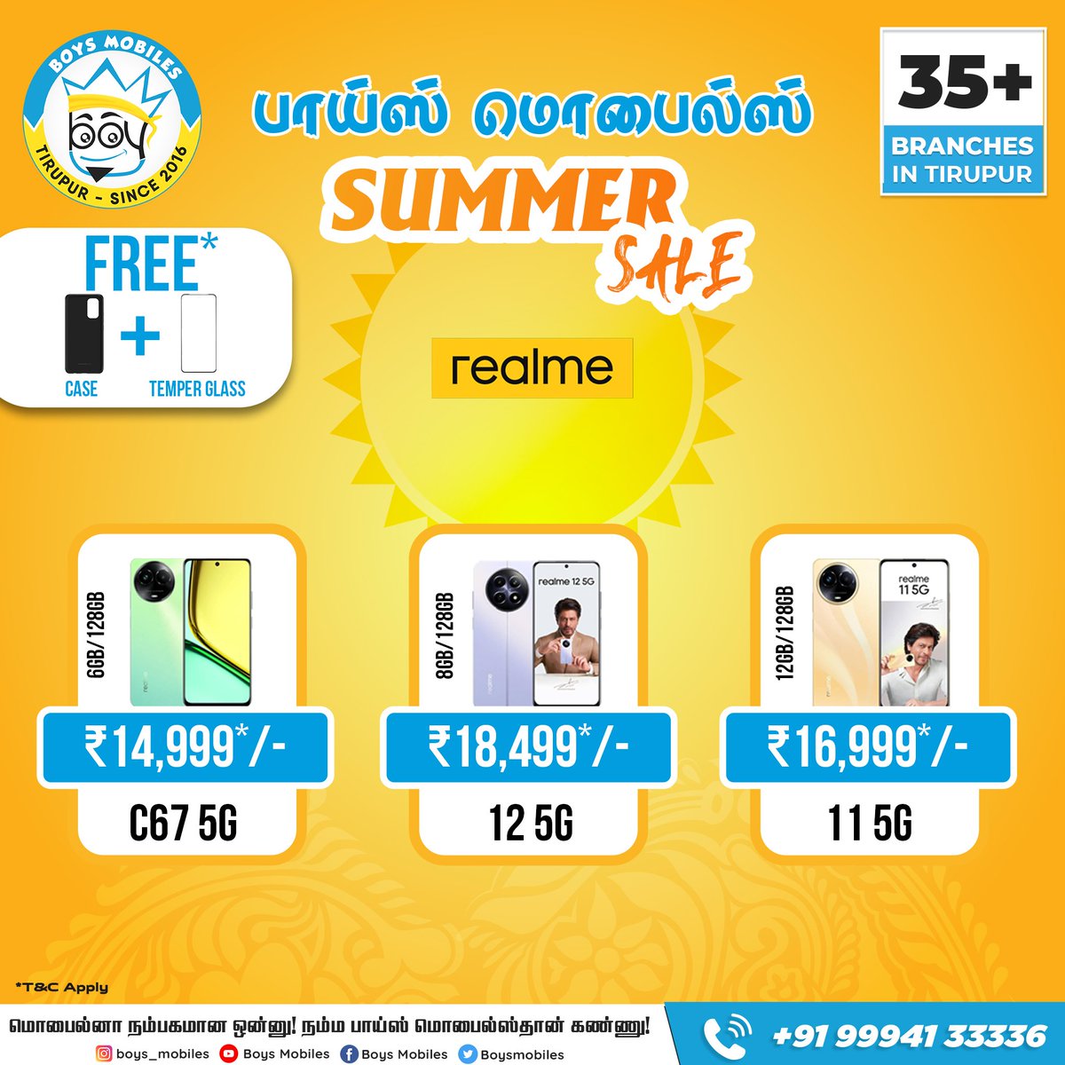 Summer just got cooler with Boys Mobiles' Realme phone sale! Grab yours now and receive a free phone case & tempered glass.

📞 +91 99941 33336
🔗 linkto.contact/Boys-Mobiles
*T&C Apply

#boysmobiles #SummerSale #Realme #RealmeMobiles #RealmeC67 #Realme12 #Realme11 #MobileDeals