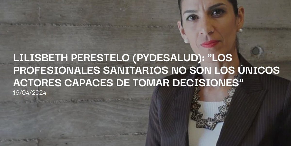 🎙️ Interesante entrevista a <a href="/lilisbeth2010/">Lilisbeth Perestelo</a>, nuestra responsable del <a href="/_SESCS_/">SESCS</a>, en #ProspectoSanitario! Allí  abordó temas como la participación ciudadana en temas de #salud, la #TomaDeDecisionesCompartida y el importante papel de <a href="/Pydesalud/">PyDeSalud</a> 💬 <a href="/AvantisSalud/">Avantis Salud</a> prospectosanitario.com/lilisbeth-pere…