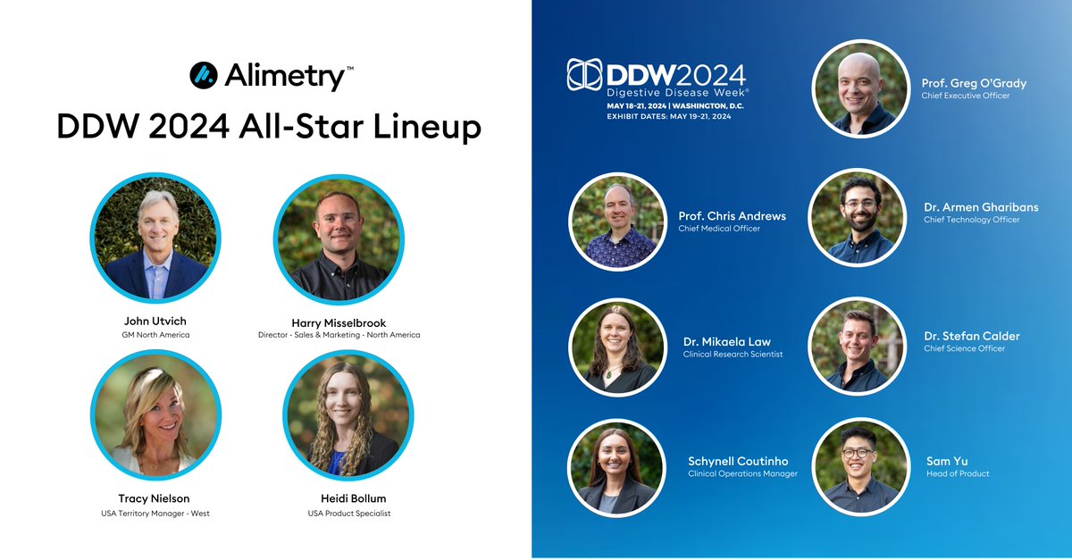 Alimetry (@alimetry_ltd) on Twitter photo ✨ Meet the Alimetry All-Stars at <a href="/DDWMeeting/">Digestive Disease Week</a> ! ✨
📍 Booth 1830
🔹 Dive into cutting-edge Gastric Alimetry solutions!
🔹 Discover the latest in research & tech!
🔹 Explore how our medical affairs team can assist you!
Our experts are ready to transform your care.
#DDW2024 ✨ Meet the Alimetry All-Stars at <a href="/DDWMeeting/">Digestive Disease Week</a> ! ✨
📍 Booth 1830
🔹 Dive into cutting-edge Gastric Alimetry solutions!
🔹 Discover the latest in research & tech!
🔹 Explore how our medical affairs team can assist you!
Our experts are ready to transform your care.
#DDW2024