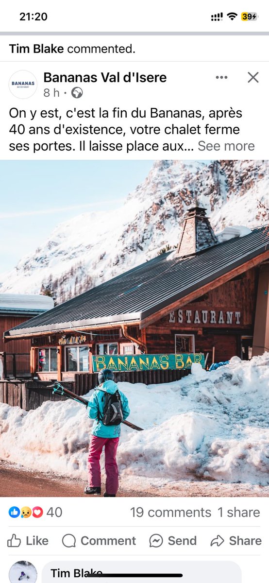 Yet another iconic #valdisere bar is closing its doors. Goodbye Bananas Bar. I love this resort but we are losing too many of the best, fun places in the name of upmarket properties. No more Pacific, Moris, Saloon, Face, Next. #notgood  #beautifuldestinations #frenchalps #tignes