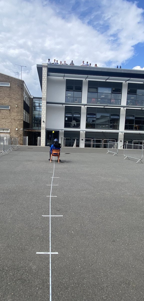 A novel way for #Year13 to investigate #energy and #projectile #motion! Kudos to Mr Hillmer for being the sitting duck putting the students’ equations to the test with water balloons, and getting quite a soaking in the process #ALevelPhysics #KS5 💦🎈