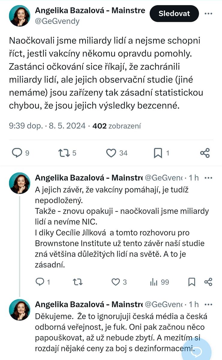 Iluminator_cz's tweet photo. Z toho je vidět jak moc je @GeGvendy zaslepená a neskutečně naivní.

Mít tu kuráž tvrdit, že na základě jednoho jejich textu s miniskulním vzorkem (oproti podaným vakcínám), který ani nebyl nikde na světe replikován (jak věda vyžaduje mj. před takovými siláckými kecy), je drsný.. https://t.co/cpdc3scPev
