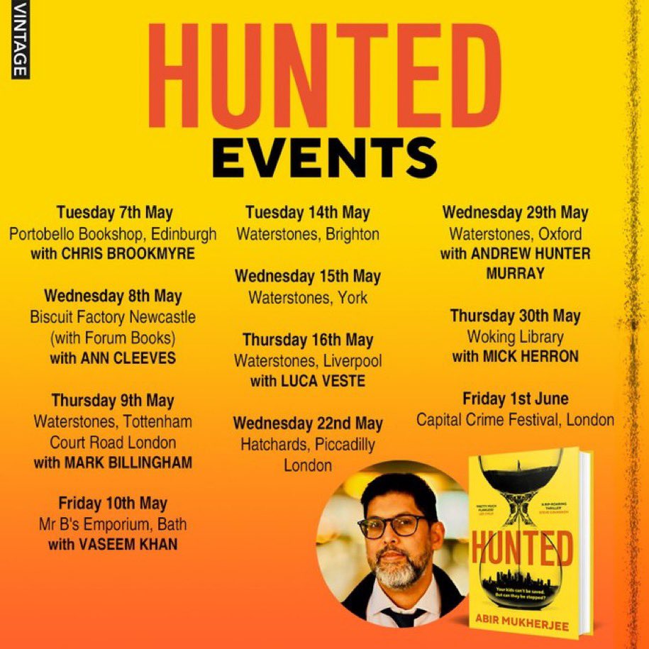 Calling it! #HUNTED @radiomukhers THE 🔥hottest🔥thriller of the Summer! + thrilled to be part of the tour! We’ve got @AnnCleeves TONIGHT! Other dates w/ @cbrookmyre @MarkBillingham @LucaVeste @VaseemKhanUK @andrewhunterm & Mick Herron must be right! 🎟️ ticketsource.co.uk/forumbooks/an-…