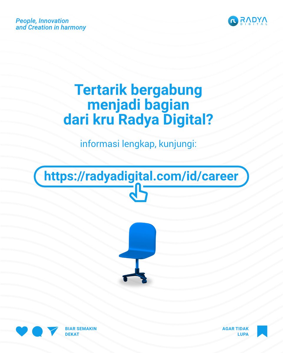 Detail requirement silahkan cek di:
radyadigital.com/id/career

Kirimkan CV dan portofolio ke:
join@radyalabs.com

#radyadigital #rekrutmen #karir