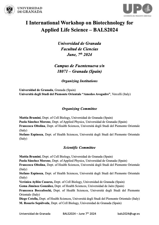 Tia_Bramo's tweet photo. 📣📣 here you have the #BALS2024 International Workshop on #biotechnology program!! Free registration, poster abstract submission open!! Save the date, June 7th 2024 in Granada, Spain @CanalUGR @fcienciasugr organised by @biothera_lab &amp; @UniAvogadro https://t.co/vBfVxfcUBe