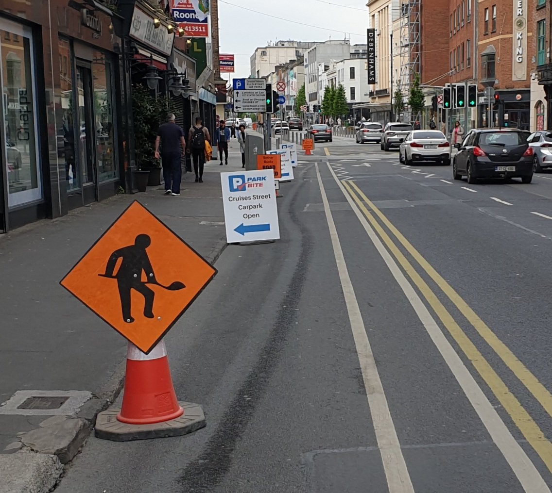 Not good enough at all @ParkRite @LimerickCouncil 

Get the signage out of the lane. Where you place it is your problem. Don't make it mine and don't go making it pedestrians either.