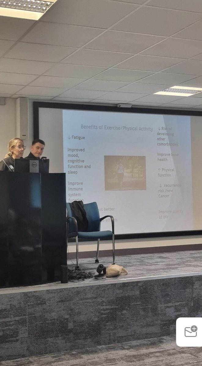 Tess &amp; Ben our cancer rehab exercise specialists in action last week, at the Salford Haematology Health and Wellbeing event. Demonstrating examples of exercises from our circuits class, before presenting on benefits of exercise &amp; CAN-Move Info .Great to see everyone moving !