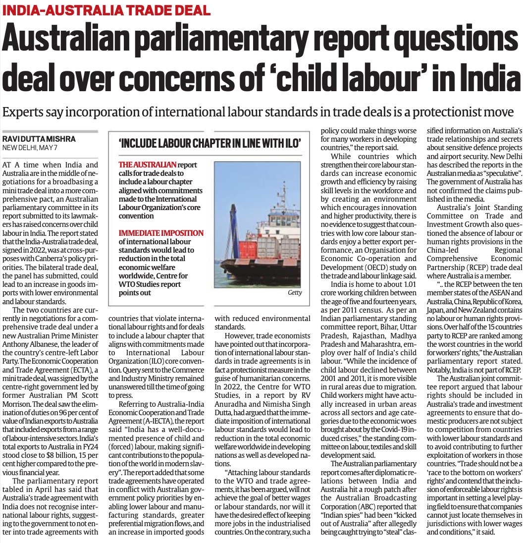 India should bring out its brahamastra - the ethical angle. Include a clause in FTA to say we do not deal with indigenous persecutors & pedophiles. I do not agree to this child labor crap of western type. In Asian and African countries it is normal for children to lend helping…