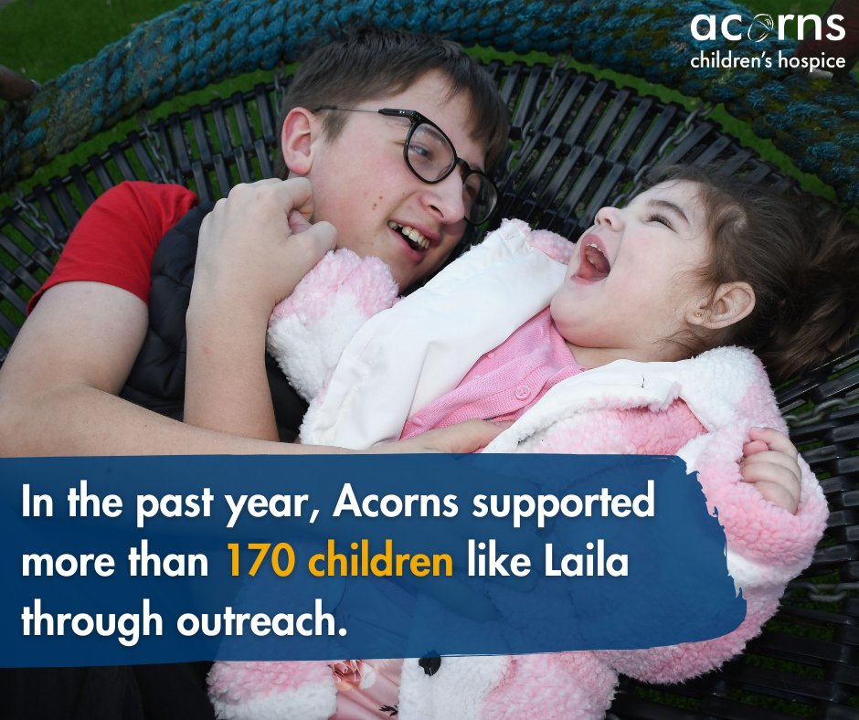 In a hospice, or in your home, Acorns is there. In the past year we’ve supported more than 170 children with outreach care. For families like Laila’s, it's a vital support system they can’t find anywhere else. A gift of £20 can make a huge difference: bit.ly/44zwMhb