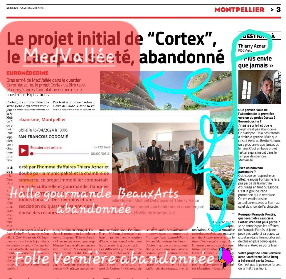 3️⃣projets d'urbanisme #Montpellier abandonnés en 3️⃣semaines !!! Tous confiés au même promoteur ! Pensées pour les acteurs de la conception-construction qui ont 'travaillé pour des prunes' et pour les Montpellierains qui ont cru au père Noël. @MLMontpellier @myMetropolitain