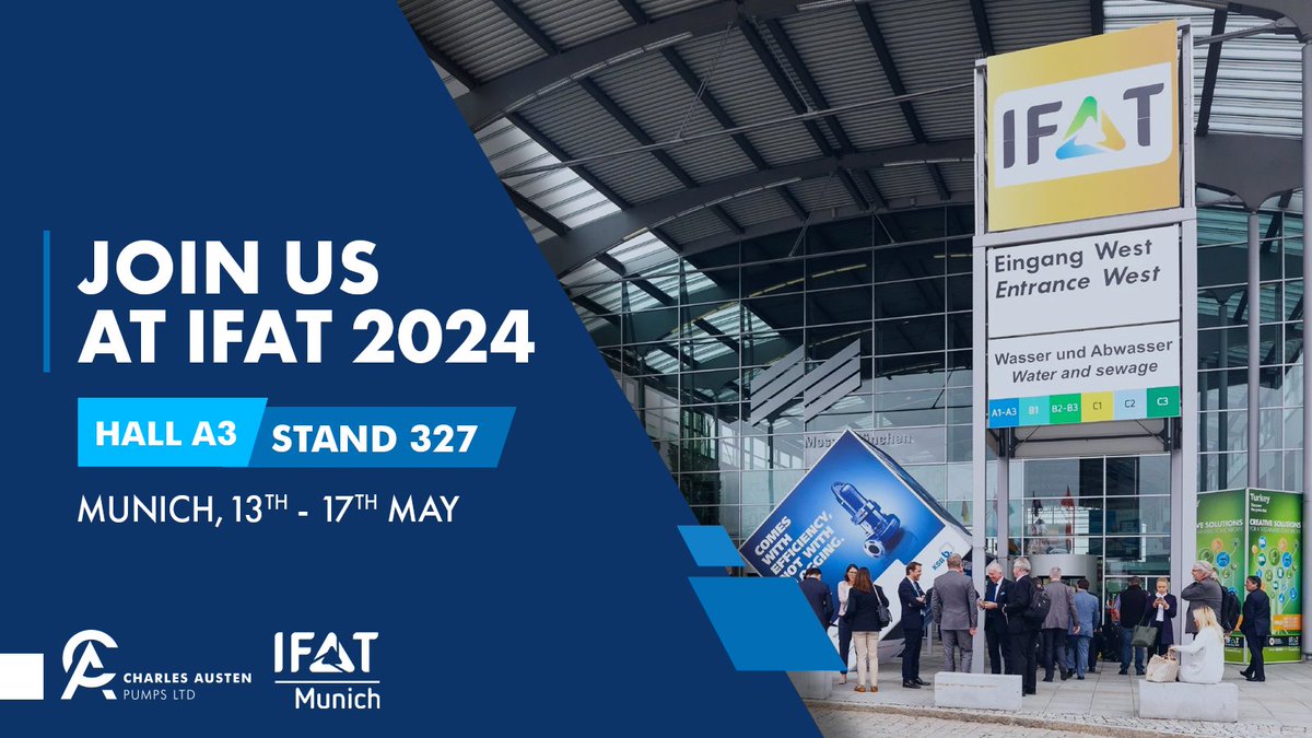 We are thrilled to announce that we will be participating at IFAT 2024!
Join us from May 13th-17th at Messe München in Munich, Germany, at Hall A3 Stand 327

Learn more: bit.ly/4a9SI3R

#ifat #ifat2024 #munich #pumps #tradeshow #tradesevents #joinus #charlesaustenpumps
