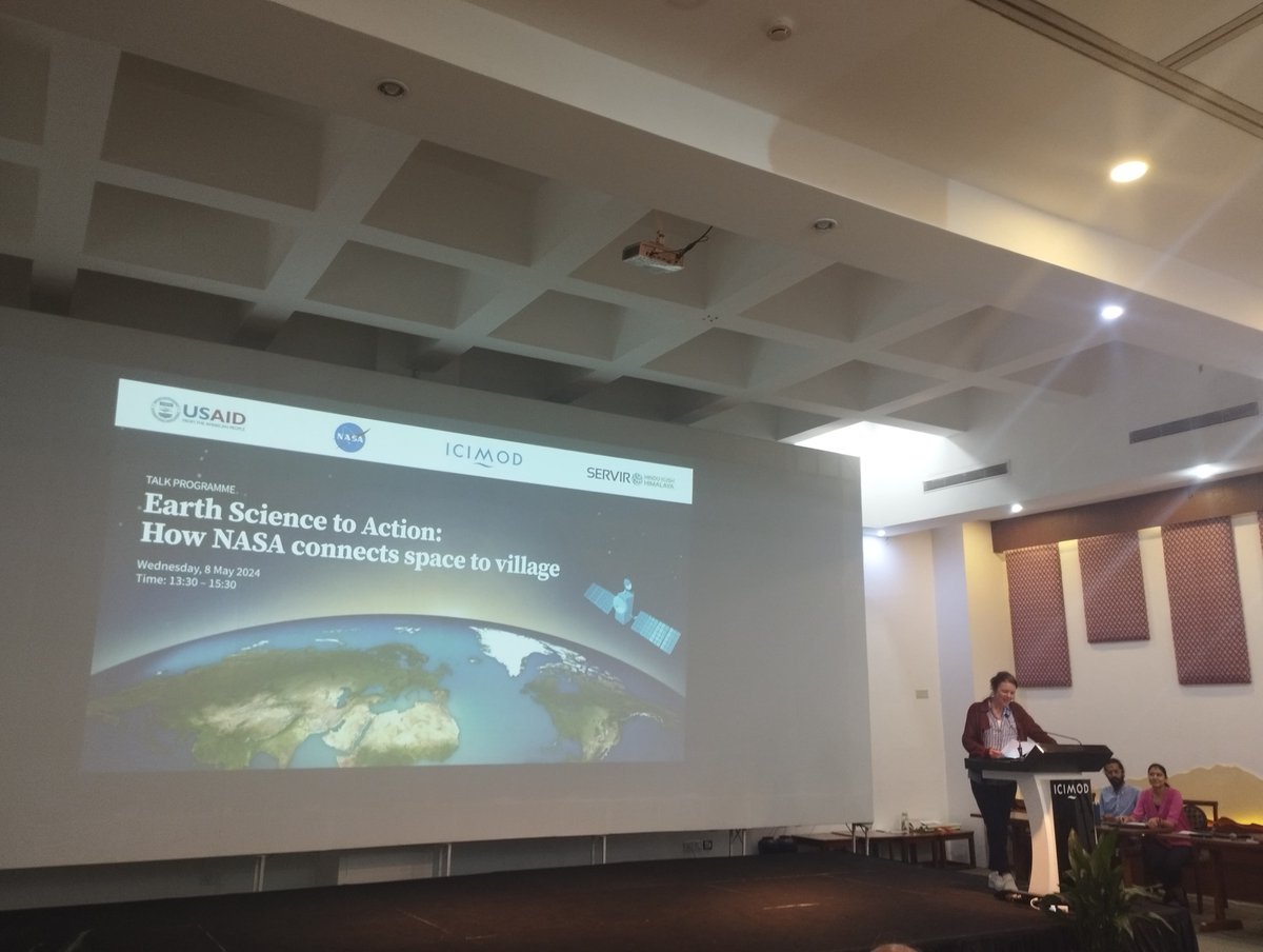 Inspiring talk by NASA @SERVIRGlobal leaders Dan Irwin & Ashutosh Limaye, giving insights on impactful role of Earth observation & Data Science in empowering communities through collaborative work with @icimod . 🌍🛰️ #NASA #SERVIR #EarthObservation #CommunityEmpowerment'