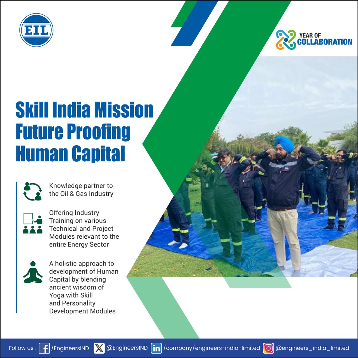 EIL is a knowledge-based organisation that is fully aligned with #GOI's #SkillIndiaMission with planned training interventions for upskilling its #HumanCapital. The Company's Training Plan takes a holistic view to not only upgrade employee skills but also use #Bharat's Ancient…