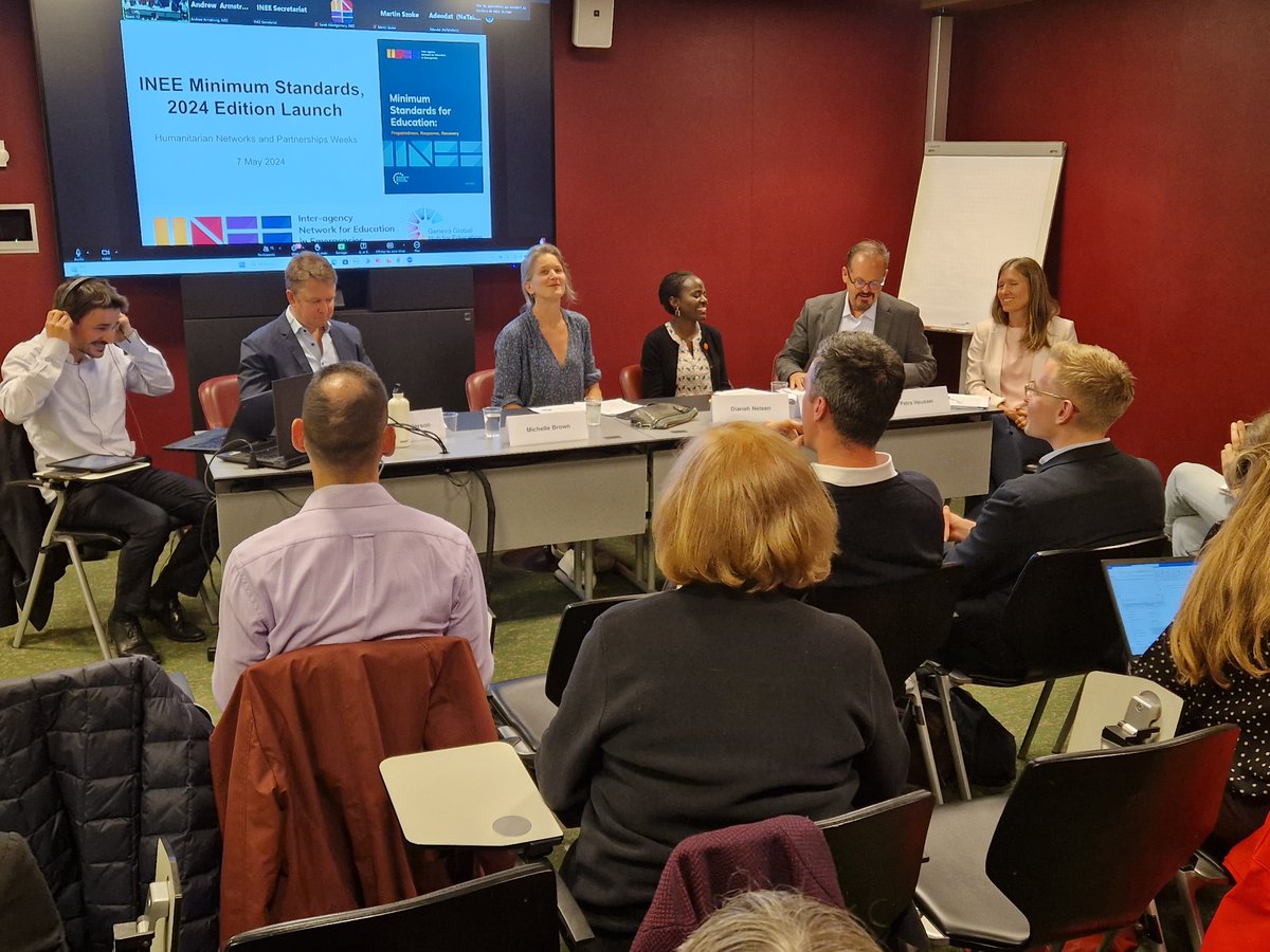 Yesterday @ #HNPW2024 , @INEEtweets & the @EiEGenevaHub co-hosted launch of the INEE Minimum Standards 2024 Edition. Ensuring these standards reflect evolving issues, themes & contexts is essential to deliver quality, safe & relevant education in crises. ▶️tinyurl.com/4rj6hpjp