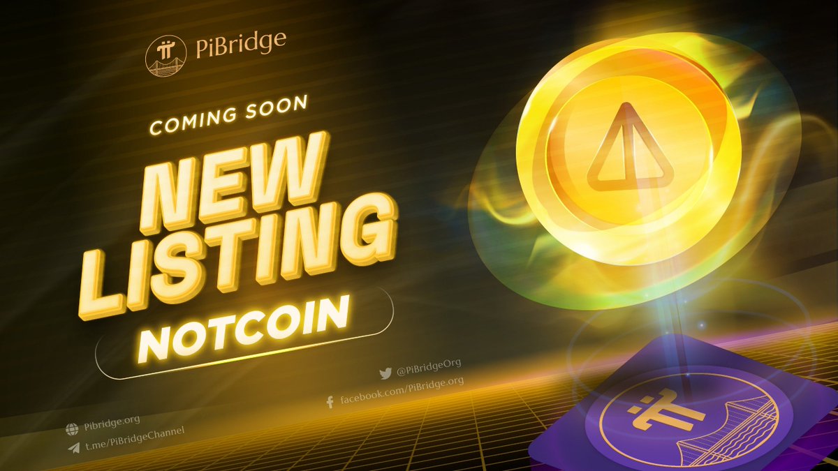 🚀NOTCOIN WILL SOON BE LISTED ON PIBRIDGE🚀 Pibridge is one of the first trading platforms to list NOTCOIN. The listing time for $NOT will be announced as soon as possible! 📌What is NOTCOIN? It's a Web3 gaming bot based on the 'tap-to-earn' model, built on The Open Network.…