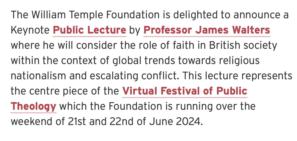 It is our pleasure to announce a public lecture by @LSEChaplain @LSE_RGS as part of our Public Theology Festival in June. The full story including links to register for FREE are on our website williamtemplefoundation.org.uk/rev-canon-prof… @paradoxbridge @DrChrisRBaker @KatyaBragins @DrBarber_Rowell