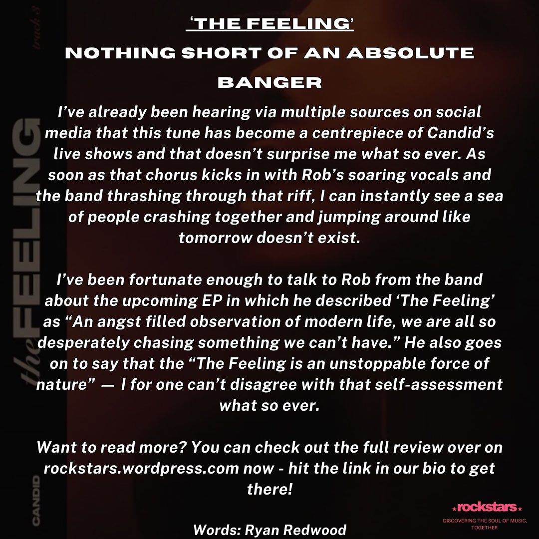 ‘The Feeling’ - The New Single by Candid @candidcov ✍️ @RyanRedwood58 rockstarspod.wordpress.com/2024/04/26/not…
