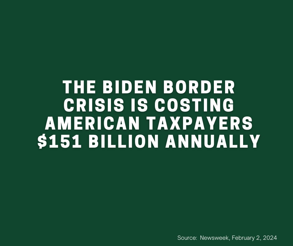 The Biden Border Crisis is costing the United States approximately $150.7 billion annually. These are dollars that could be far better spent. We need to return to an America First agenda!