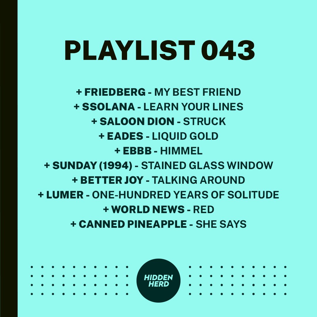 More exciting emerging artists, ones-to-watch and hidden gems have been added to our new music discovery playlist 🔥 Playlist 043 = @saloon_dion @EadesMusic @Sunday1994band @betterjoymusic @cannedpineappl4 + more. Like and listen on Spotify ➡️ spoti.fi/3JilamR