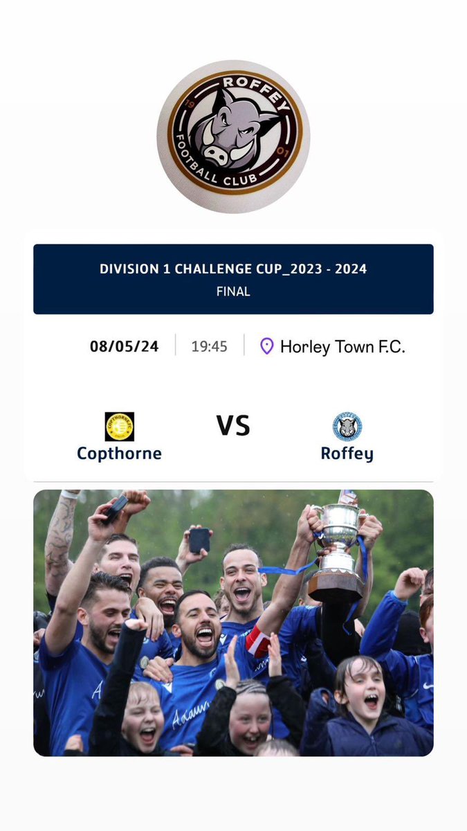 ⚽️ MATCHDAY ⚽️ It's cup final day looking forward to seeing many of you tonight at @HorleyTownFC #uptheboars 🐗