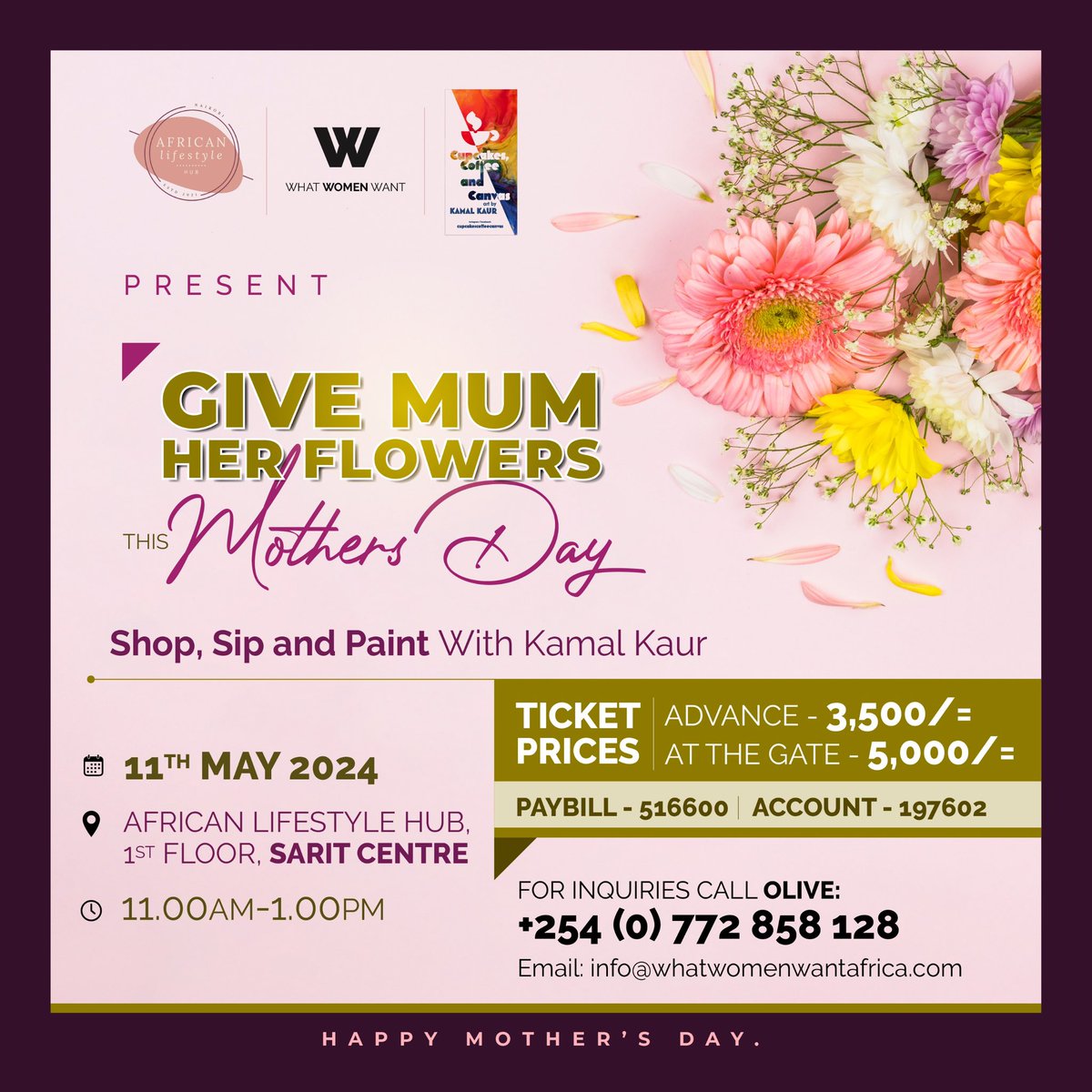 I’m so excited for this! We are celebrating Mother’s Day this Saturday at @SaritYourCity at African Lifestyle Hub. There will be canapés and drinks, painting and lots of retail therapy. Please call Olive to register. See you on Saturday! 💞🎨🌸