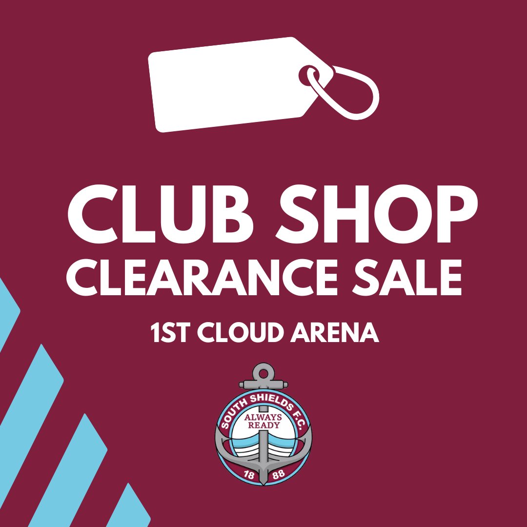 𝙀𝙉𝘿 𝙊𝙁 𝙎𝙀𝘼𝙎𝙊𝙉 𝙎𝘼𝙇𝙀 Our Club Shop at the 1st Cloud Arena will be open on the below dates for our end-of-season clearance sale. Wednesday 8th (5-8pm) Thursday 9th (5-8pm) Friday 10th (12-4pm) Sunday 12th (10-4pm)