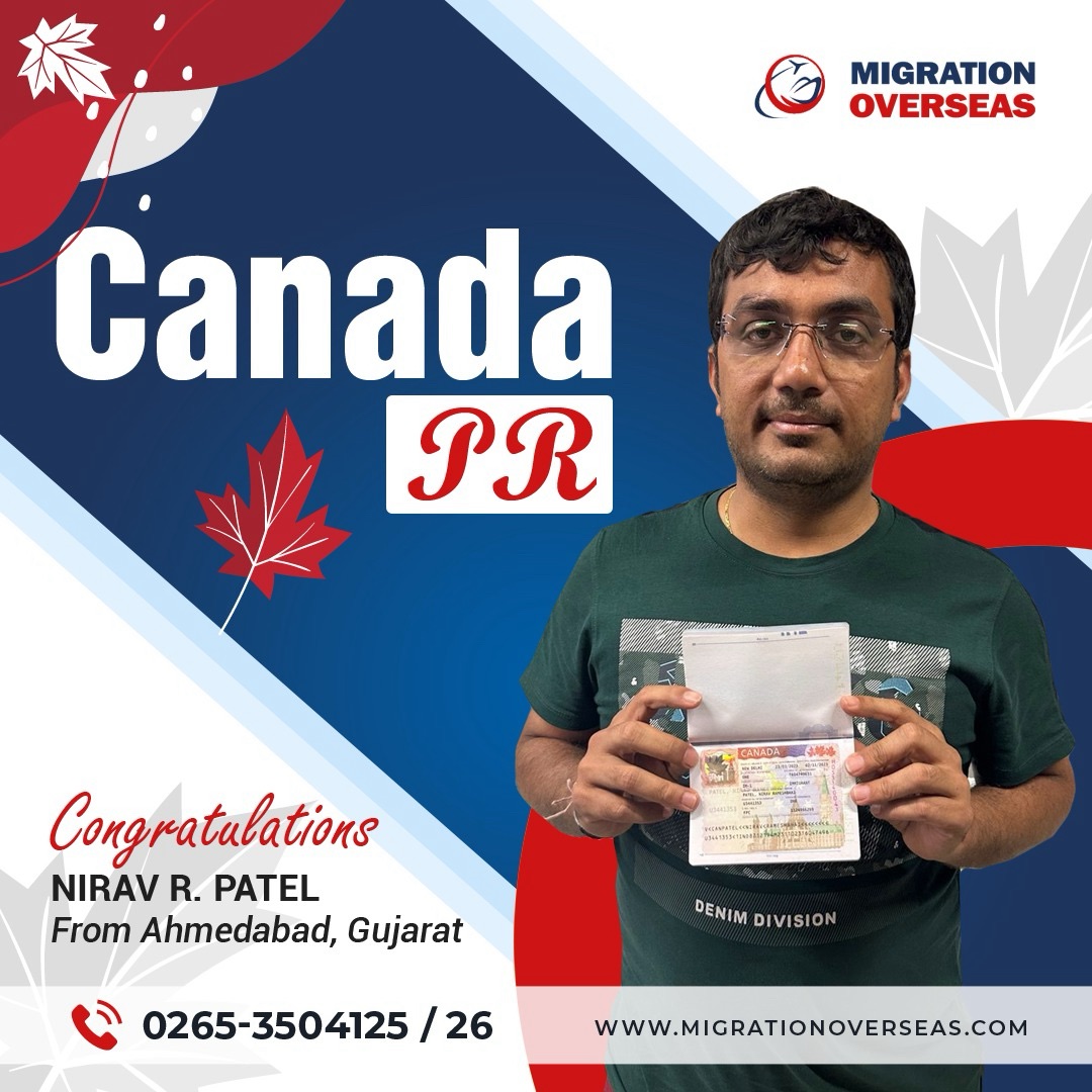 Congrats Mr. Nirav Patel from #Ahmedabad for getting #Canada 🇨🇦 #PR under #ExpressEntry Stream with the help of #JobOffer amd #LMIA in less than 8 months. Call 0265-3504125 for appointment. #MigrationOverseas #LatePost #2023Case