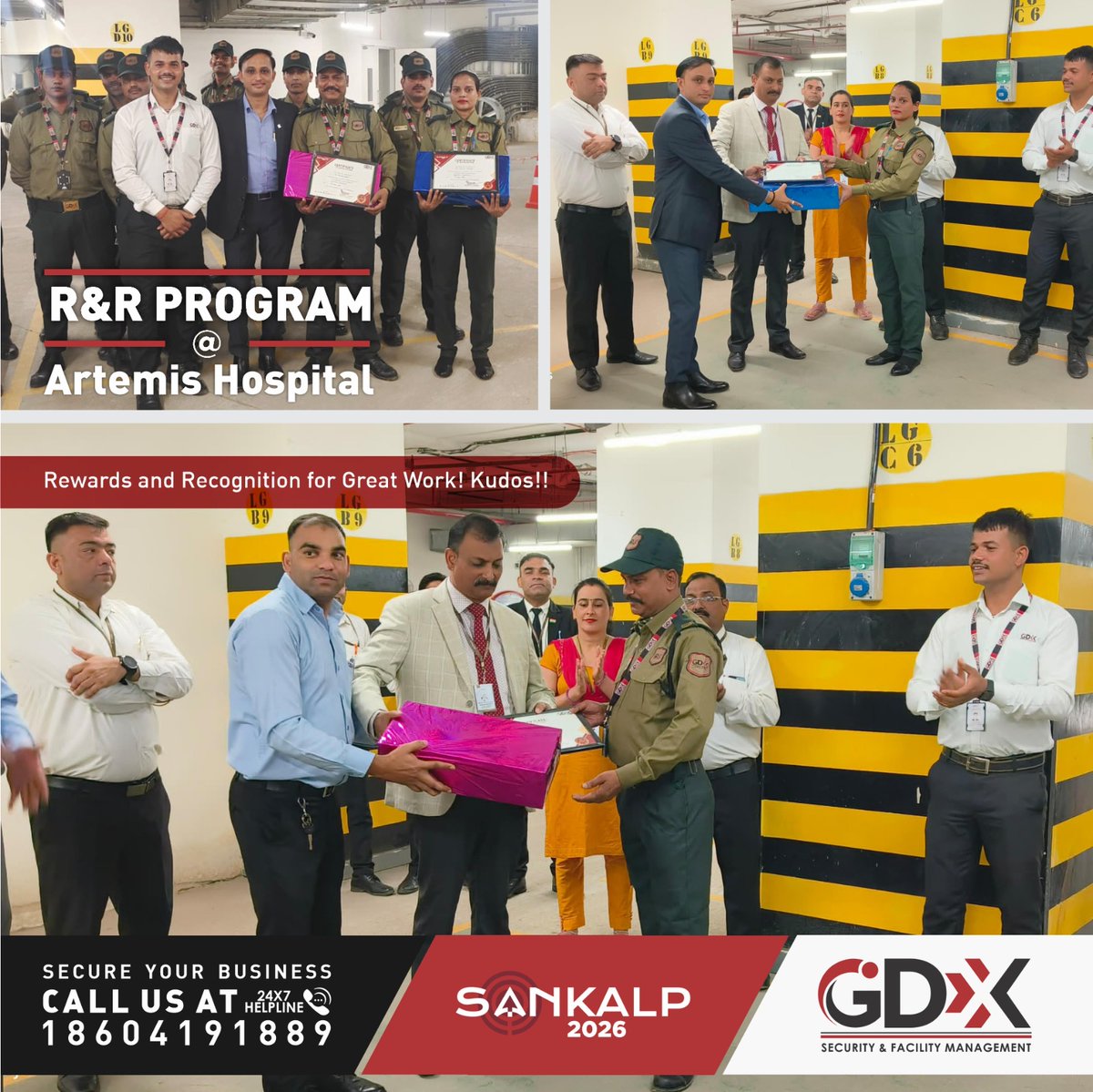 In R&R activity at Artemis Hospital, the Admin Head took time to appreciate and reward our hardworking security team members for their exceptional contributions. 

Call us anytime at our 24x7 helpline: 18604191889 #FacilityManagement #SecurityManagement  #Sankalp2026