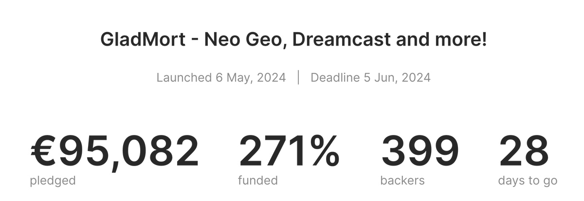 knifesuisse's tweet photo. I don't have enough words to thank you for your trust and support. 

200% in less than 24 hours.

Thanks to you I was able to realise our dream of developing our first NeoGeo game, created with love from A to Z, and which we will PORT to the Sega Dreamcast. https://t.co/OTBPYQZJae