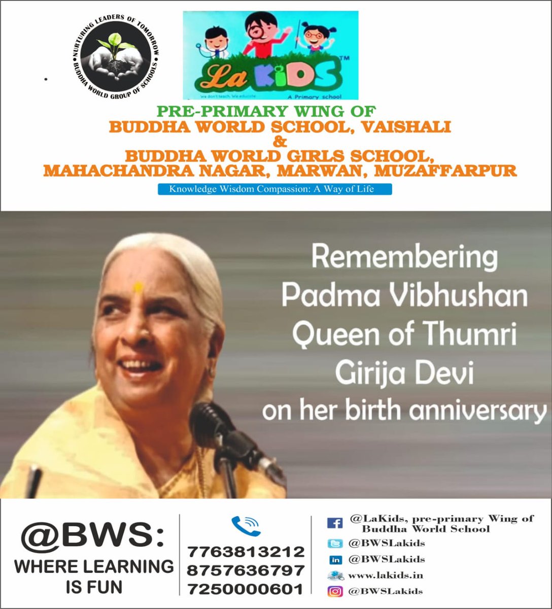 Remembering Padma Vibhushan Queen of Thumri Girija Devi on her birth anniversary. #girijadevi #girija  #thumri #birth #anniversary #bws #wherelearningisfun @sarikamalhotra2 @Krish_Vaishali
