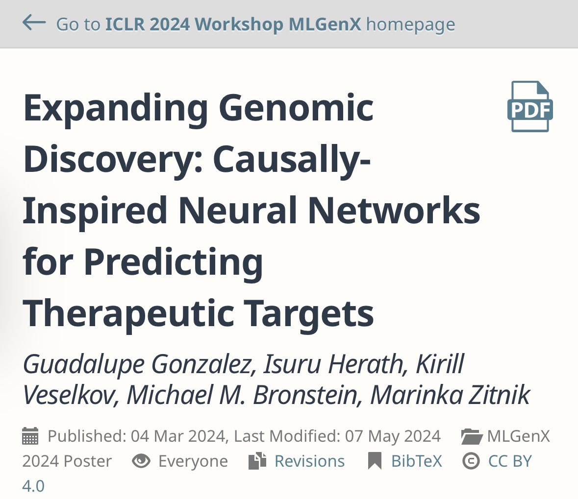 Join me on Sat 12-2pm at the @MLGenX poster session to talk about PDGrapher, our work on predicting therapeutic perturbations: openreview.net/forum?id=Zcw2O… I’m at #ICLR2024 Thurs to Sat - reach out to talk (graph) ML + Bio or about our @PrescientDesign team!