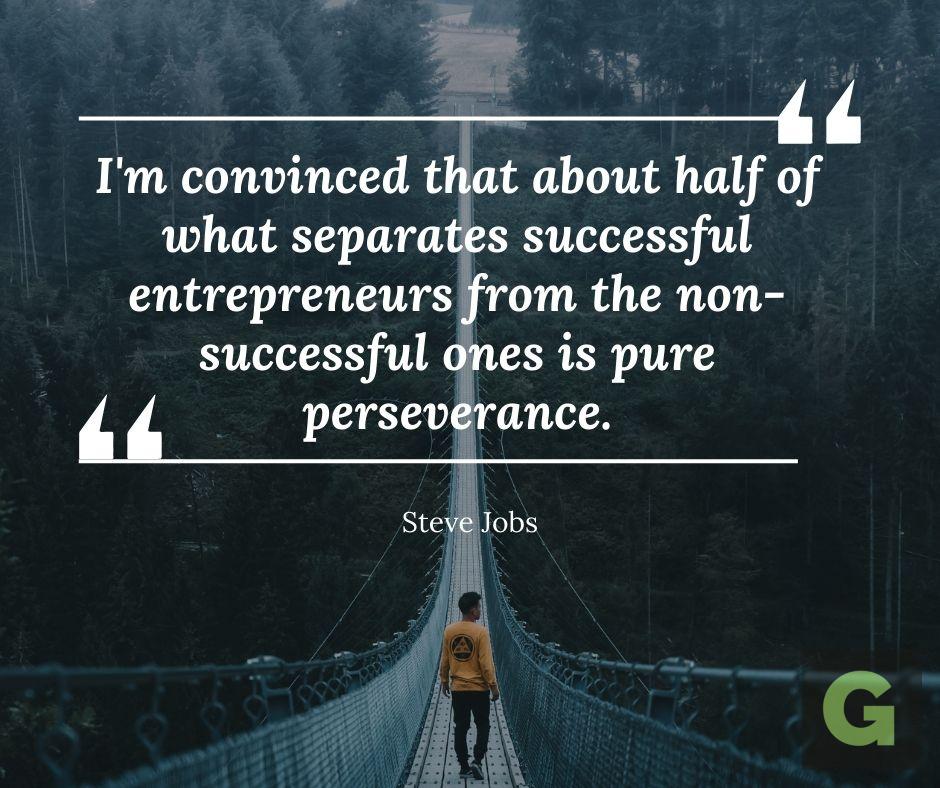 I'm convinced that about half of what separates successful entrepreneurs from the non-successful ones is pure perseverance. 

~ Steve Jobs
 𝗦𝗵𝗮𝗿𝗲 𝘄𝗶𝘁𝗵 𝘀𝗼𝗺𝗲𝗼𝗻𝗲 𝘄𝗵𝗼 𝗻𝗲𝗲𝗱𝘀 𝘁𝗼 𝘀𝗲𝗲 𝘁𝗵𝗶𝘀!