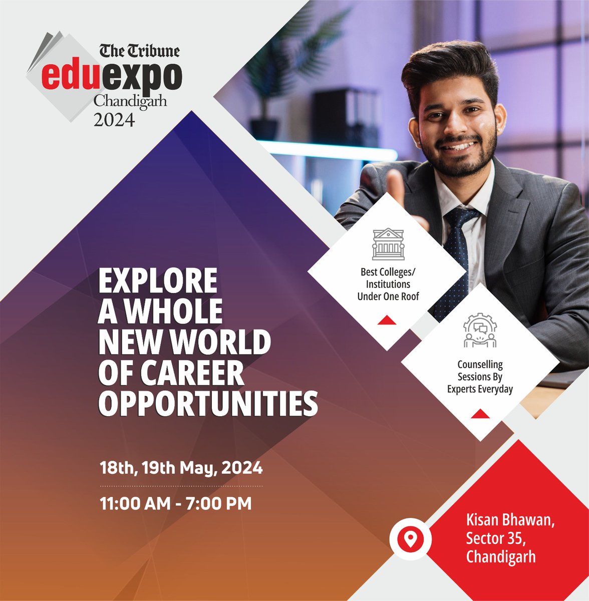 The Tribune EduExpo-2024 📝

🗓️May 18th to 19th
⏱ 11:00 am - 7:00 pm
📍 at Kisan Bhawan
Sector 35, Chandigarh

#eduexpo2024 #eduexpo #education #highereducation #educationfirst #bestcolleges #CounsellingSession #consultants #event #higherstudies #counselors #qualityeducation