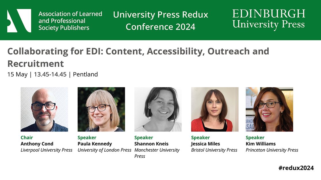 Looking forward to speaking at the @alpsp #Redux2024 conference next week on ‘Collaborating for EDI’ with my fellow EvenUP panellists👇 #AcademicPublishing #UniversityPresses