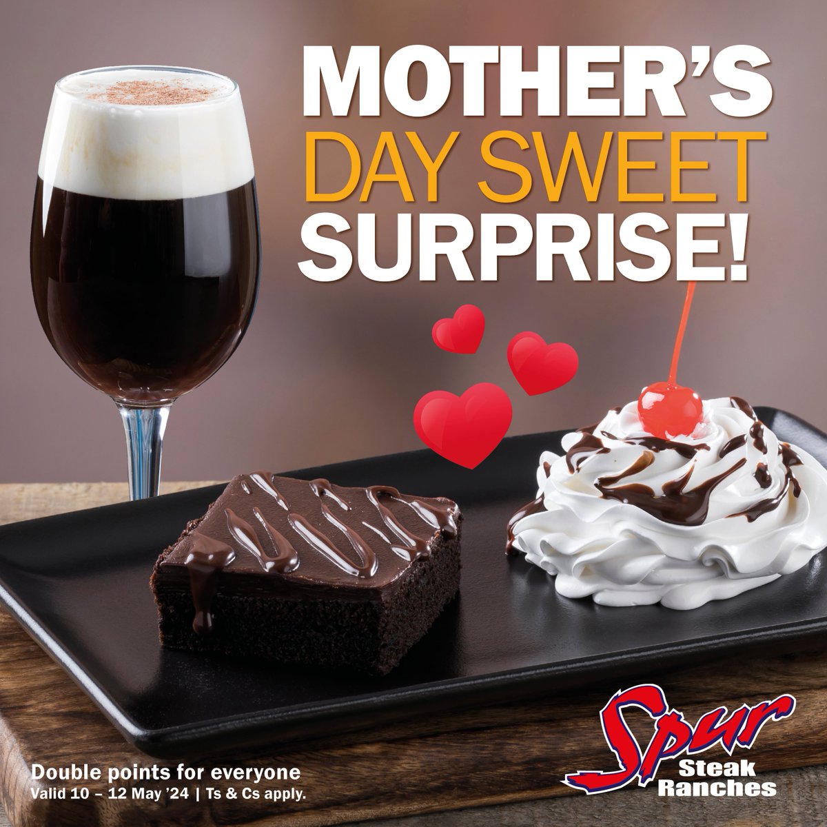 Every mom deserves a little extra sweetness in her life. Indulge Mom with a treat at Spur Kenya this Mother's Day weekend! 🌸 From May 10th to 12th, treat her to our delectable delights, with Mom's Dessert on the house😊! #SpurSweetness #MothersDayOffer #THK #TheHubKaren