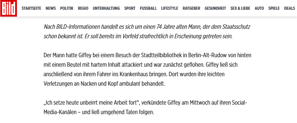 💥74 j. junger Täter, mit gefülltem Turnbeutel💥

Was hier, wie in den anderen Artikeln, sofort auffällt. Kein Bezug in Richtung Rechts, Reichsbürger und AfD?

Da bin ich mal gespannt, was da noch herauskommt.