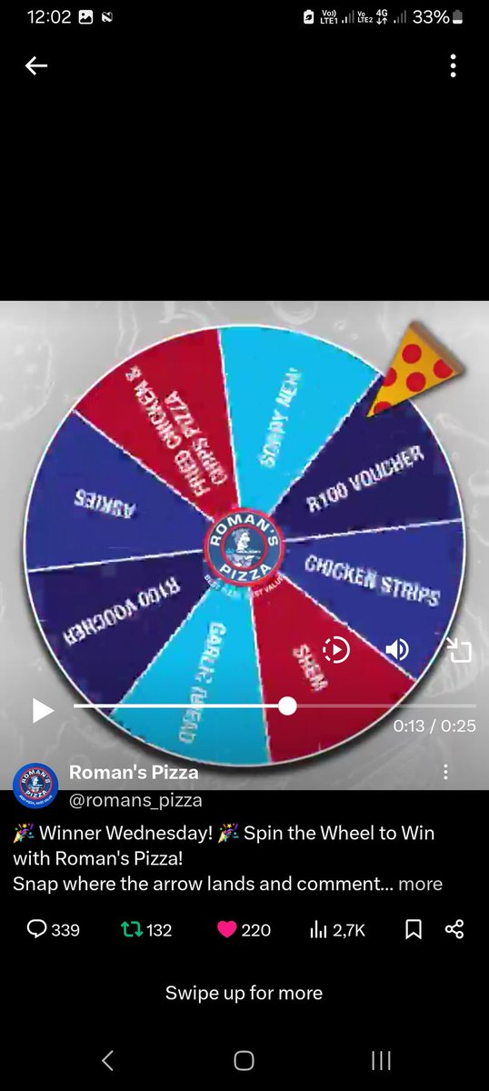 @romans_pizza ##WinnerWednesday #RomanPizza #SpinTheWheel