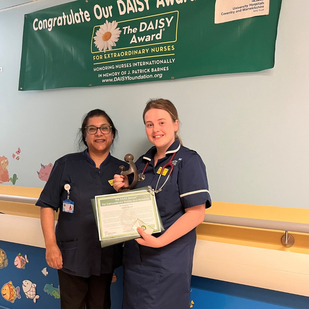 🌼A huge congratulations to Registered Nurse Sarah Quinn, who has become our latest DAISY Award honouree. Sarah, who works in our Paediatric Outreach Team, was nominated by the mother of a child in her care who recognised her kindness, compassion and empathy. Well done Sarah!💙