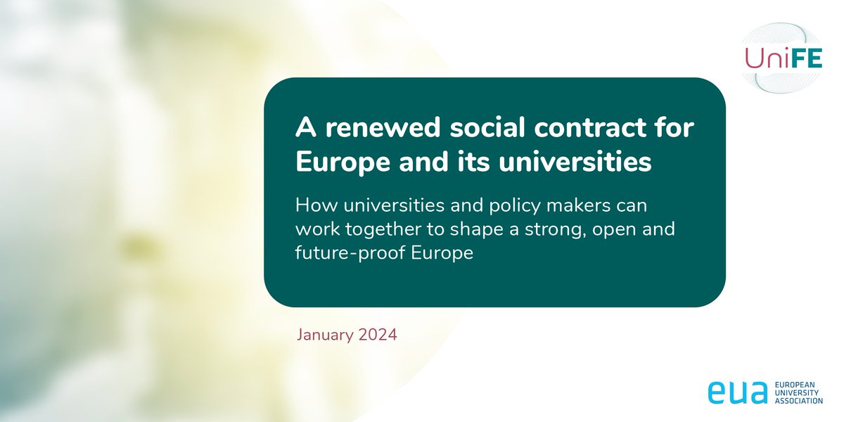 We need a long-term vision and governance for European university policies, ensuring sufficient and predictable funding & investment and rules that enable rather than restrict. It is time for a renewed social contract for Europe and its universities: bit.ly/X-UNIFE-policy…
