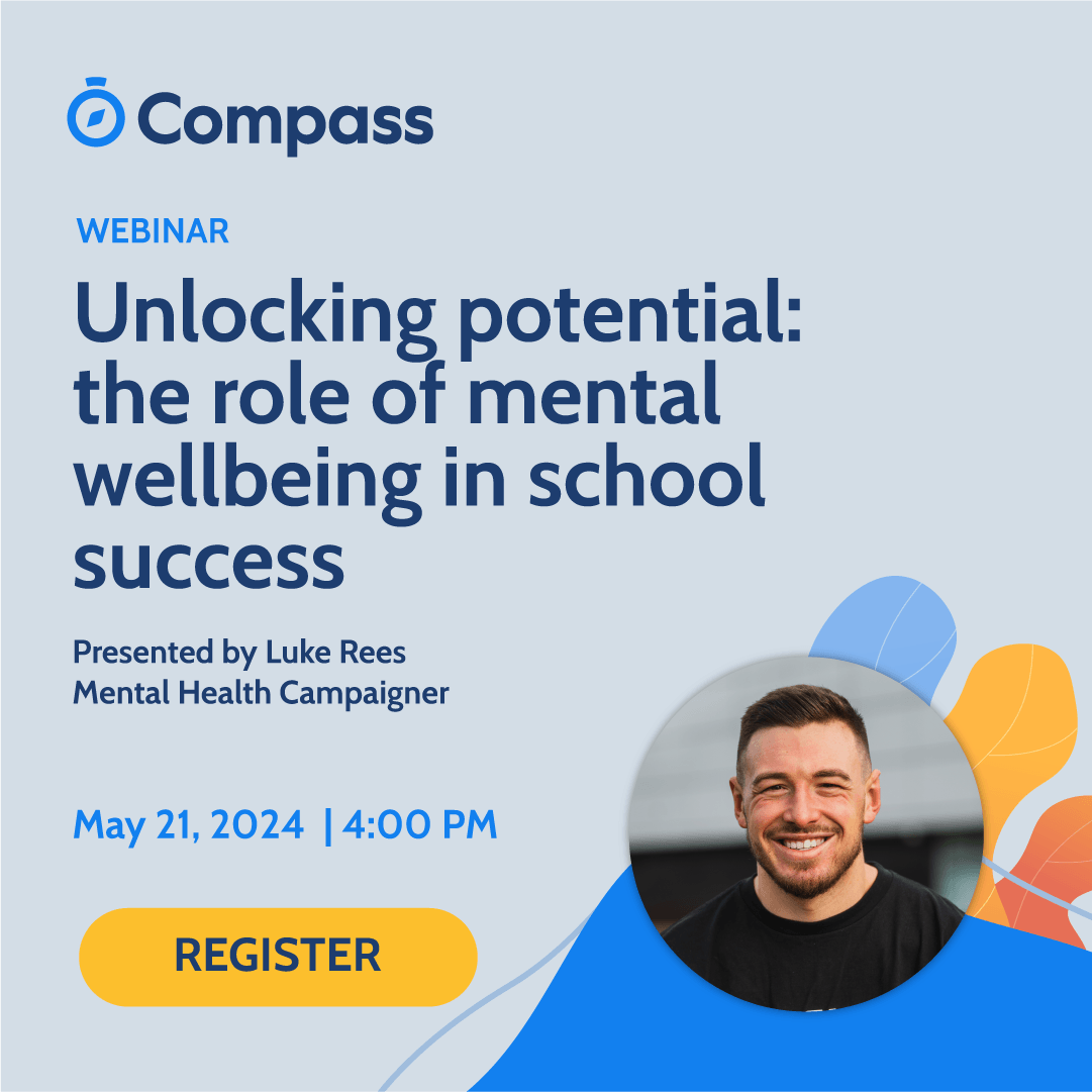 Join Luke Rees on the 21st May for our next webinar focusing on mental wellbeing in schools. Luke will share his journey and offer practical advice for educators. Sign up now: zurl.co/ywpz 
#CompassEducation #Webinars #MentalHealthInSchools