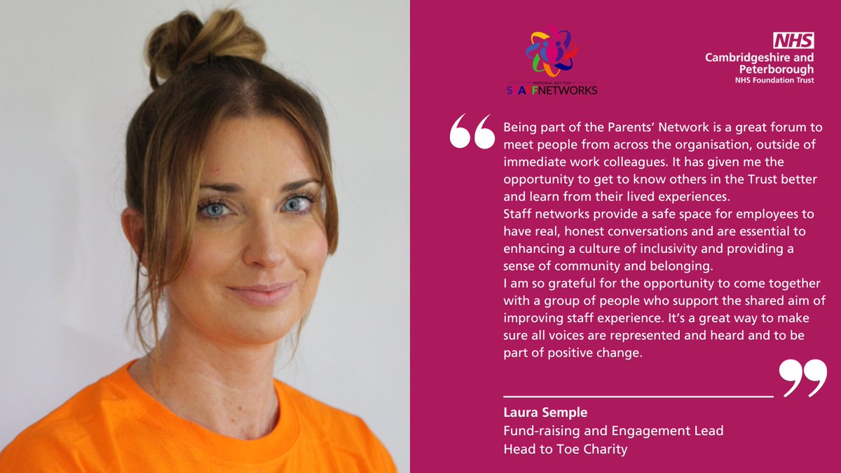 We're celebrating #StaffNetworksDay, an opportunity to recognise the fantastic work of our CPFT networks. Throughout the day, we'll be hearing from network members. Next up is Laura Semple, Fund-raising and Engagement Lead for @head2toecharity #StaffNetworks