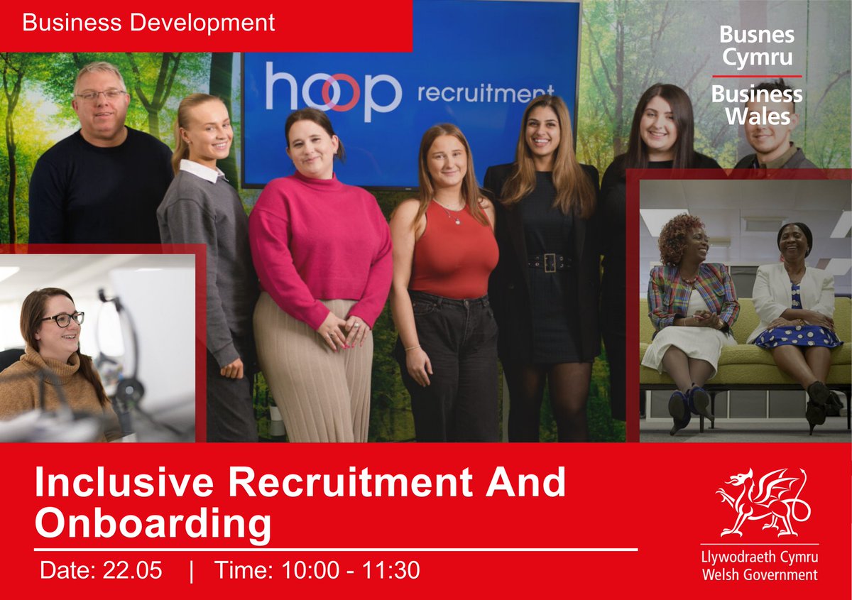 Build a genuinely inclusive workplace through #InclusiveRecruitment & onboarding strategies. It's time to learn about myth-busting, attracting talent & fostering a positive workplace culture. 📅 22.05 ⏲️ 10:00 - 11:30 🔗 wales.business-events.org.uk/en/events/incl…