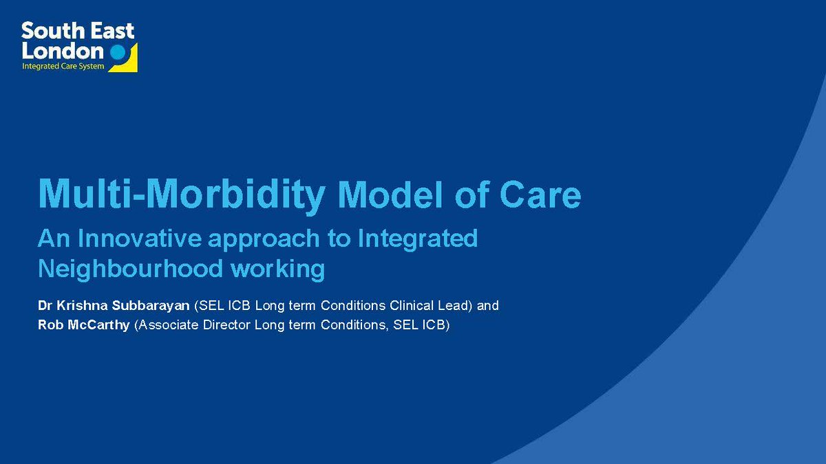 Watch the webinar “Multi-Morbidity Model of Care: An Innovative approach to Integrated Neighbourhood working” and download the presentation here: selondonics.org/a-new-way-of-w…