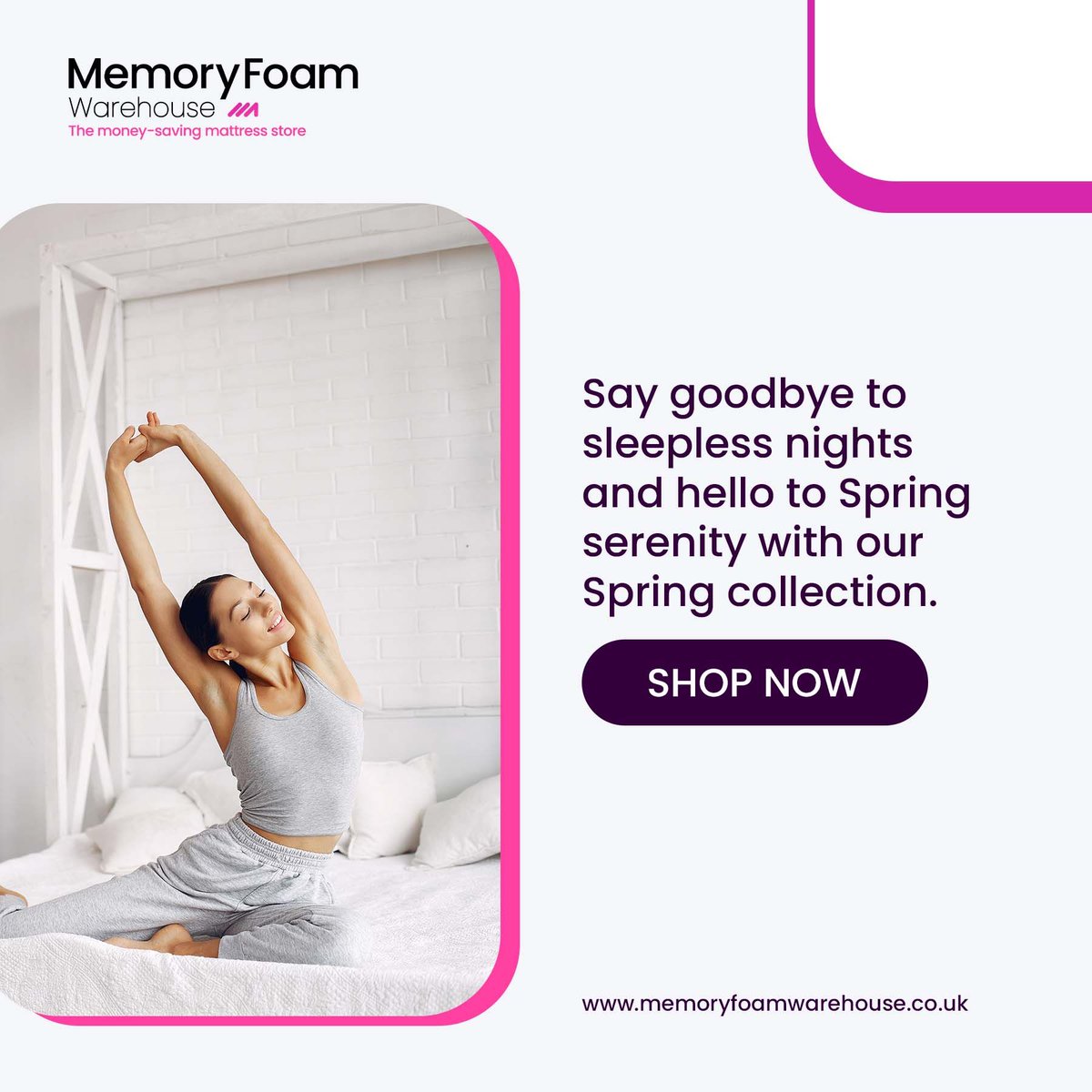 MemoryFoamWH's tweet image. Spring into comfort with Memory Foam Warehouse! 🌸 Explore our range of sleep products and let the season of renewal bring new energy to your bedtime routine. 🌙🛏️💤 #SpringIntoComfort #MemoryFoamWarehouse