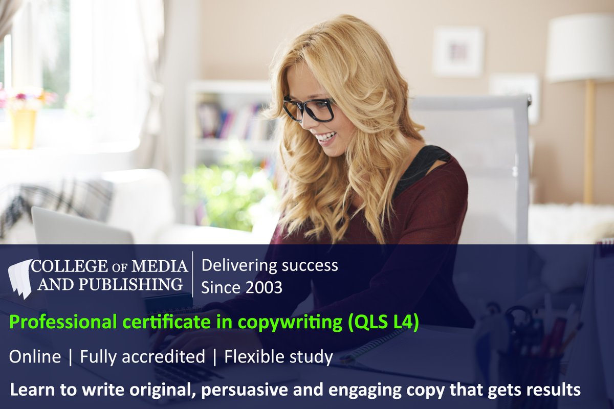 CollegeMediaPub's tweet photo. Our #copywriting course teaches you to write original, persuasive and engaging copy that gets results: https://t.co/yHHiX5cSHR … #learn #copywriter #onlinecourse #CMP_learning_online #becomeacertifiedproofreader #CMP_college #learning #since2003 #learn cmponline #learn #5*Rated https://t.co/lVDgCa3VwZ