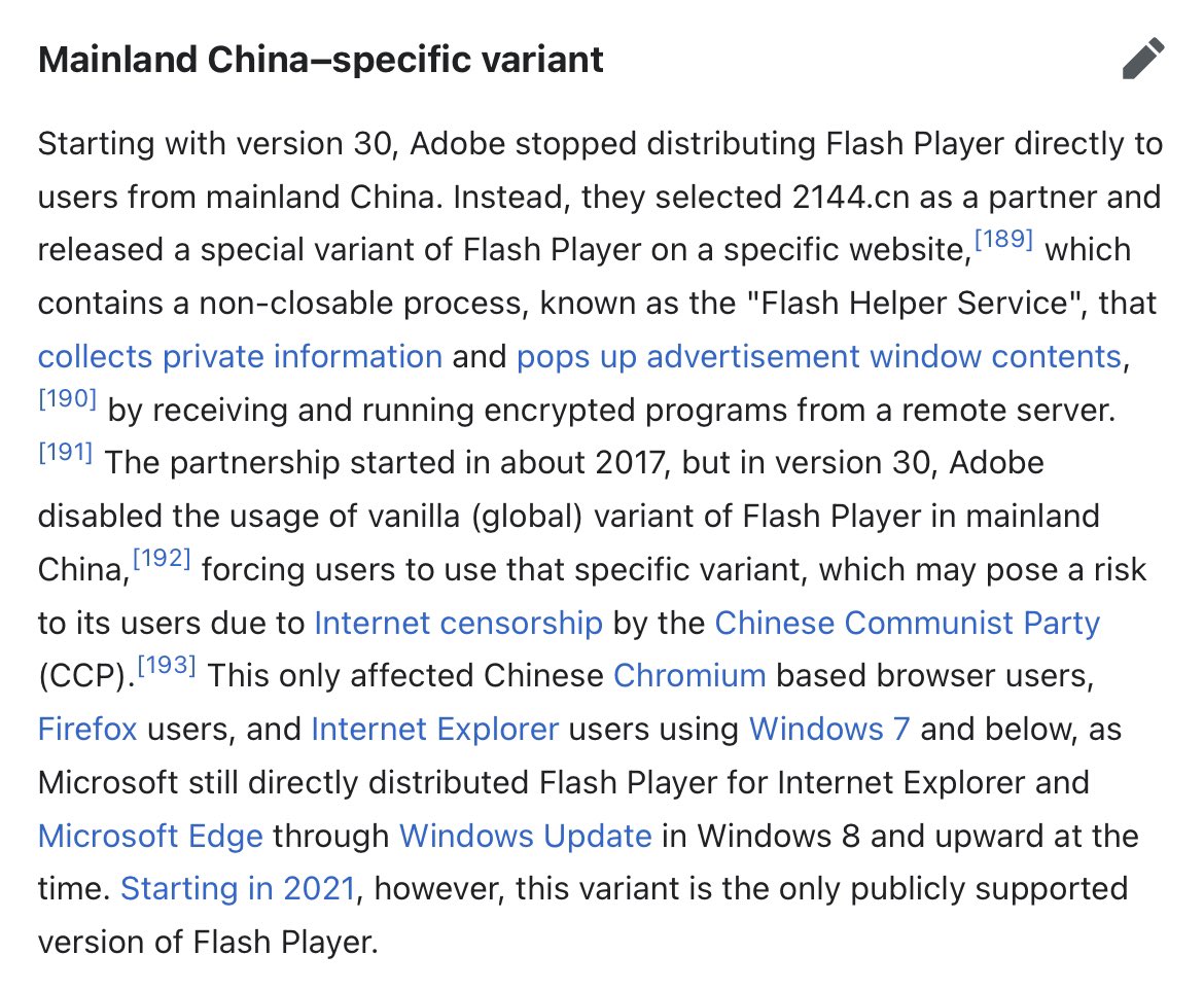 SwiftOnSecurity's tweet image. Adobe: We’re killing flash because hackers are using it to install spyware 

Adobe: We have created a spyware installer named Flash