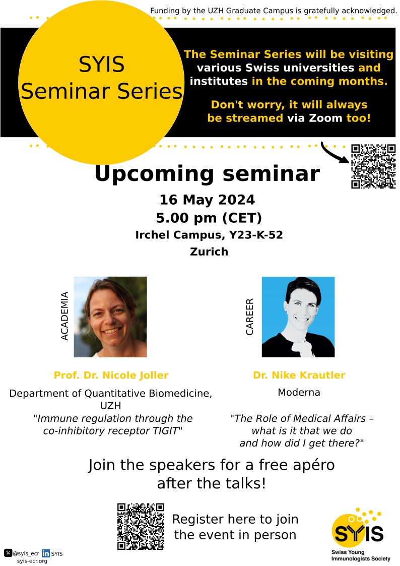 Don’t miss out on our next #seminar series that will be taking place on May 16th at 5pm. Join the two exciting talks and the #networking apéro.