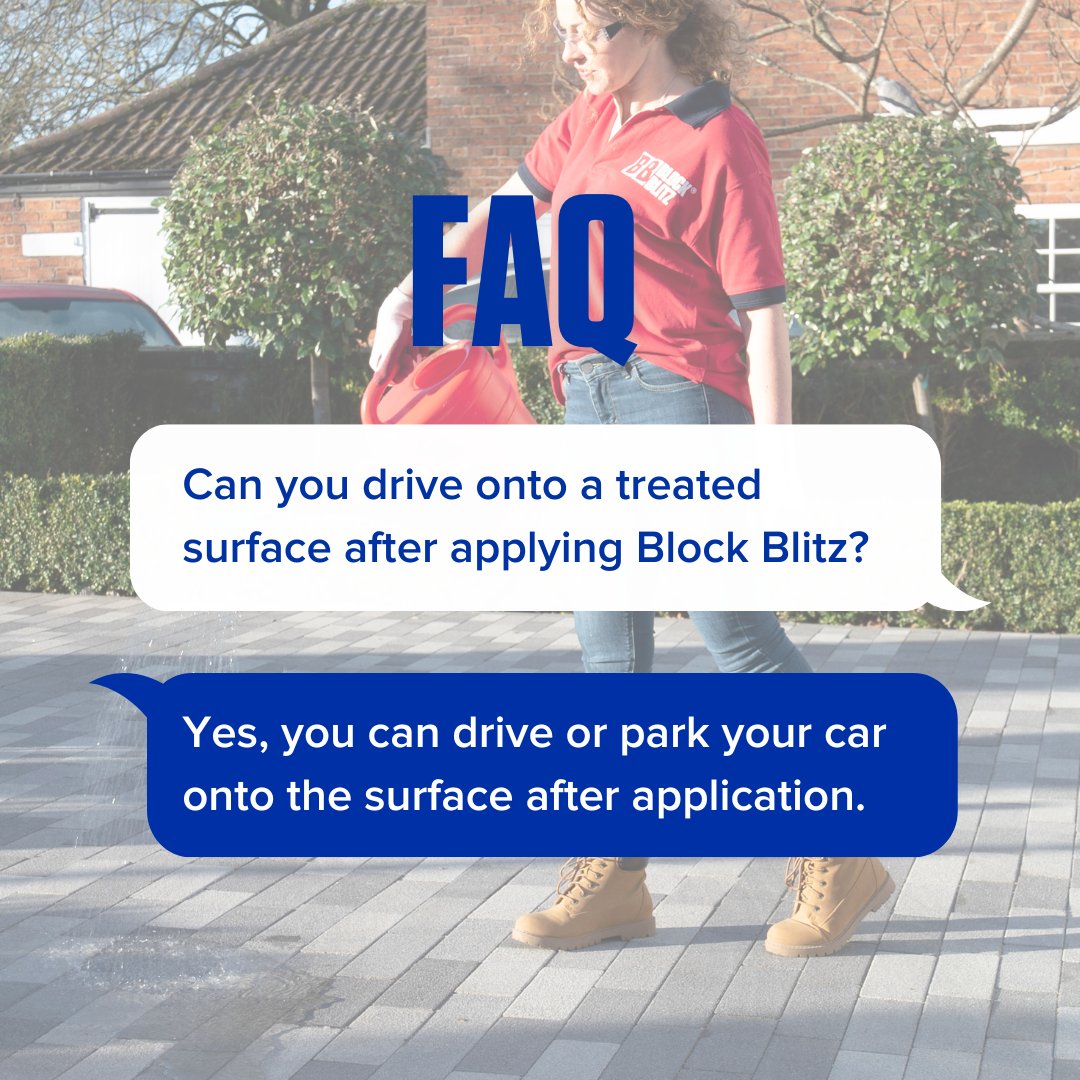 BlockBlitz's tweet image. Can you drive onto a treated surface after applying BlockBlitz?🤔

Yes, you can! Once your driveway has been treated you can continue to use the space as normal with no disruption to your outdoor space🙌🚗

Order yours online today:
🔗 brnw.ch/21wJzBz