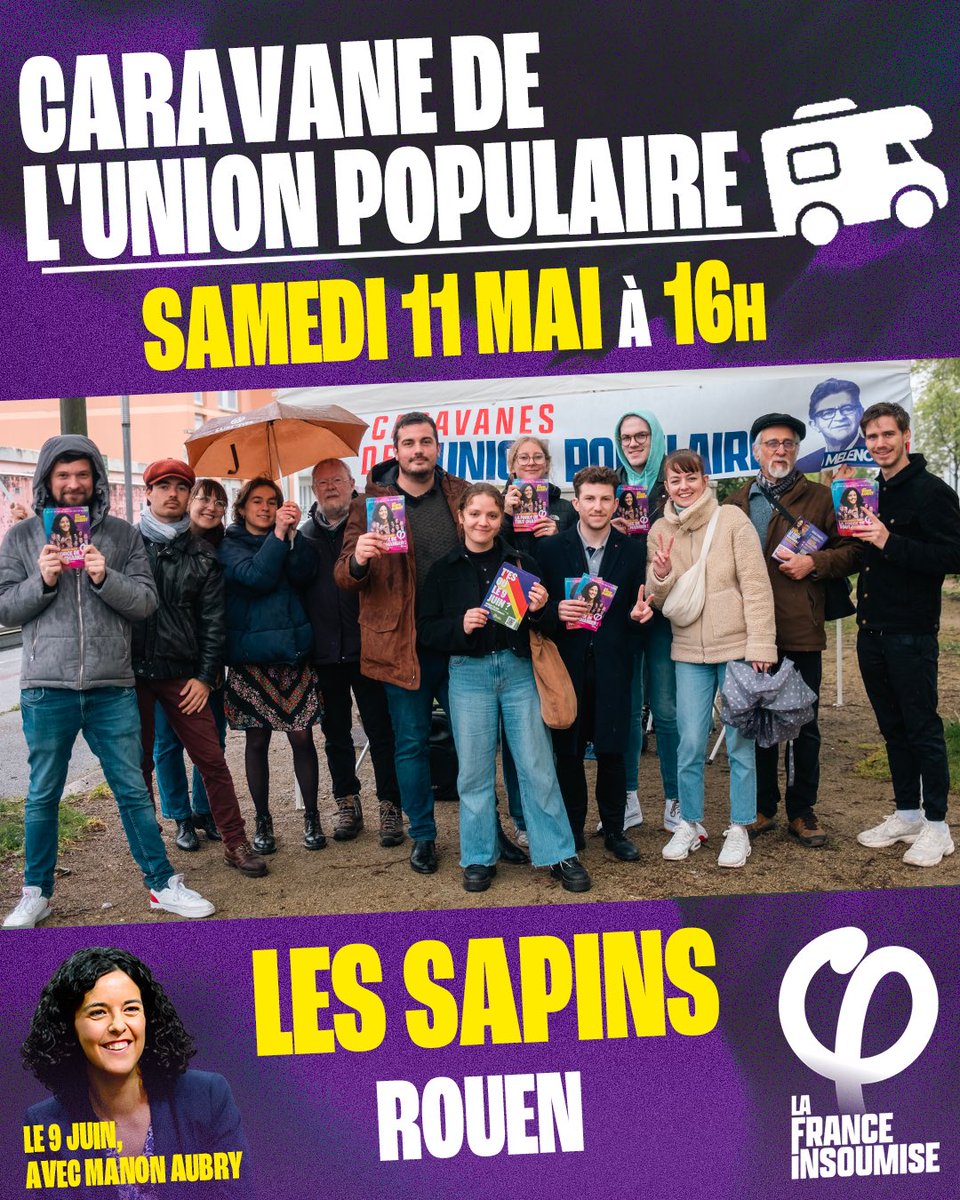 Prochaine caravane de l’#UnionPopulaire aux Sapins à #Rouen ce samedi à partir de 16h ! Rejoignez-nous ✌️